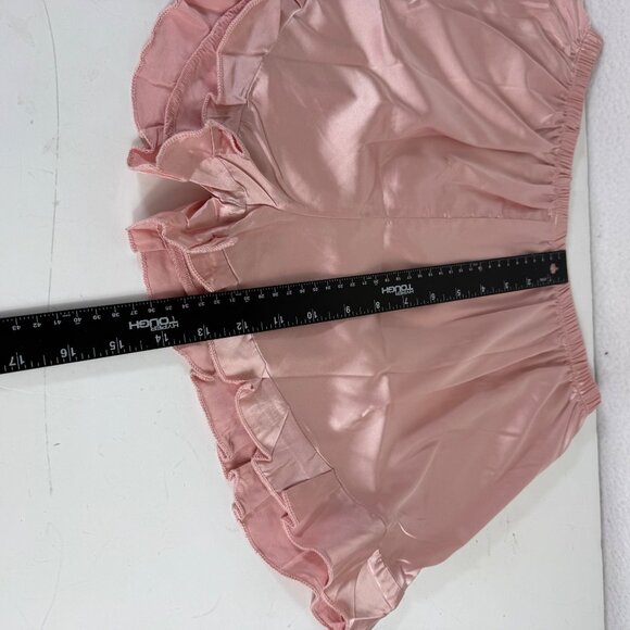 Chyrii Pink Pajama Short Set Size L Racerback Camisole Top Ruffle Trim Shorts - Picture 11 of 15